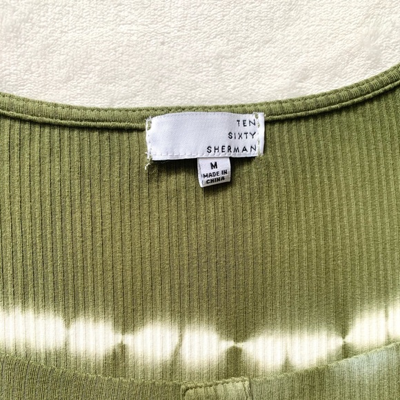 Ten Sixty Sherman Women’s Olive Green Tie Dye Square Neckline Body Suit - Picture 6 of 16